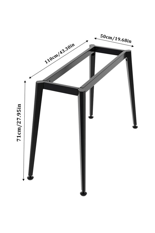 Living and Home Metal Desk Frame Black Desk Base with Adjustable Plastic Table Foot Protectors for Dining Table, 110cm W x 50cm D x 71cm H