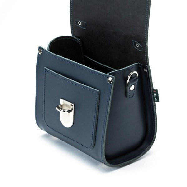 Zatchels Handmade Leather Sugarcube Handbag - Navy