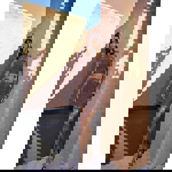 Pink Vanilla Sequin Embroidered Mini Skirt