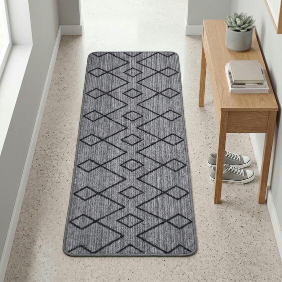 JVL Fiora Machine Washable Indoor Runner - 50 x 150cm - Diamond Pulse
