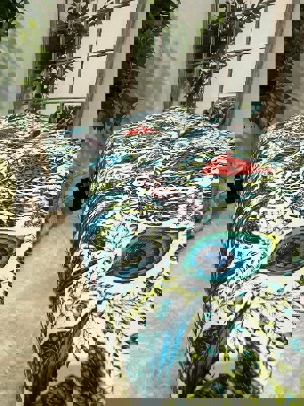 CONTACT US PREMIUM PEACOCK FOOTSTOOL GREEN FLORAL POUFFE FOOTREST TABLE - ISTOOLS