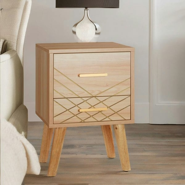 Rafaelo Mobilia Bedside Nightsand Table With Drawer Natural Brown