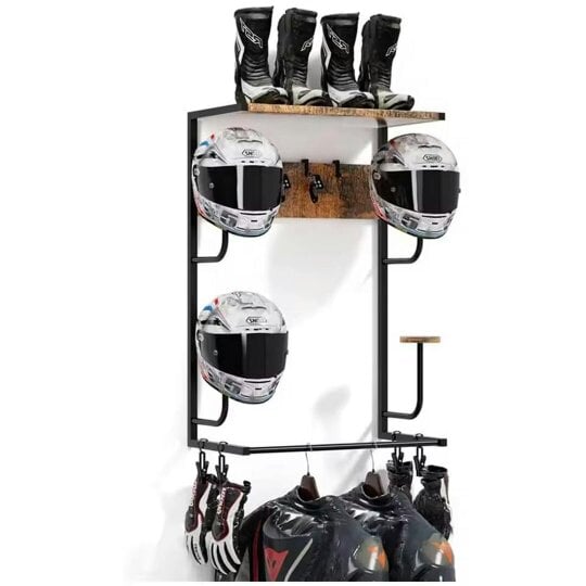 Havendro Motorcycle Helmet Holder Wall-Mounted Helmet Rack with 4 Glove Chips& Hooks