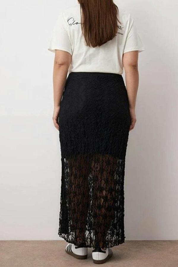 WOVCOR Lace A-line Mini Lined Plus Size Skirt