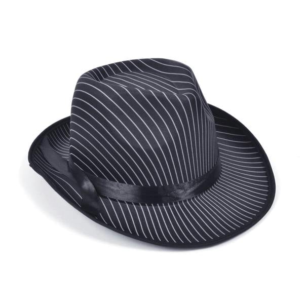 Bristol Novelty Unisex Adults Pin Striped Gangster Hat - Black - 
