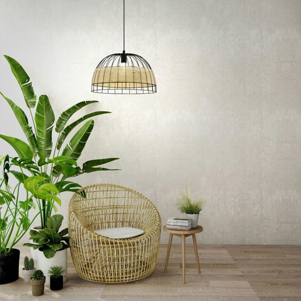 EGLO Single Pendant Light E27 Black ANWICK