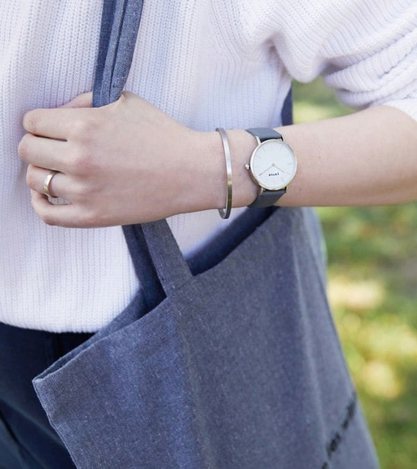 Votch Silver & Slate Grey Watch | Petite