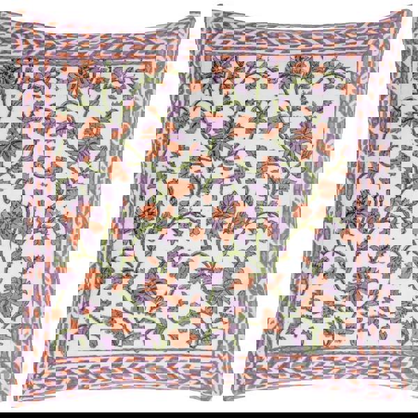 Paoletti Mentera Velvet Floral Cushion Cover - Lilac/Coral