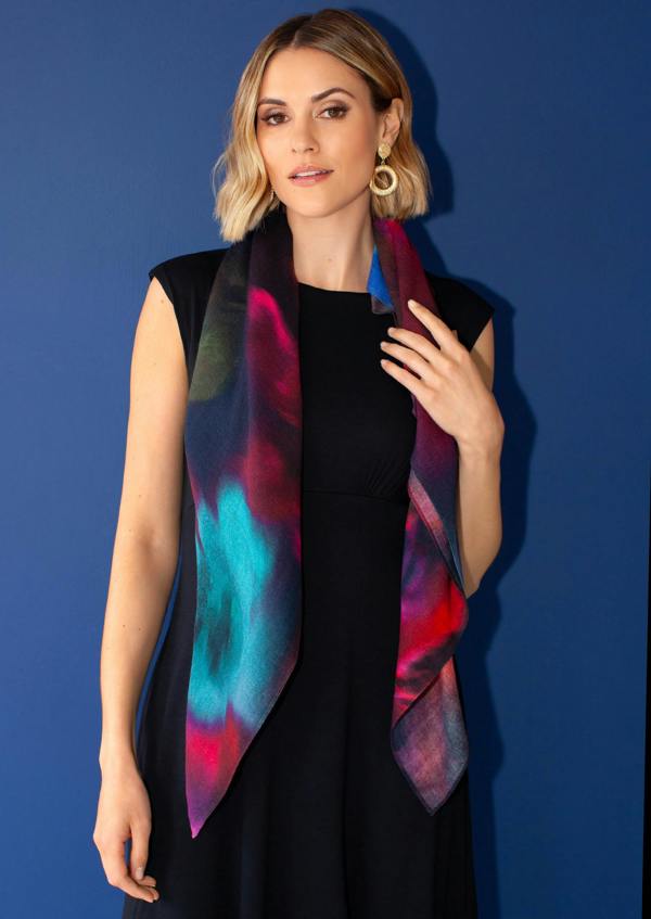 Alie Street London Leoni Silk Wool Scarf (Moonlit Florals)