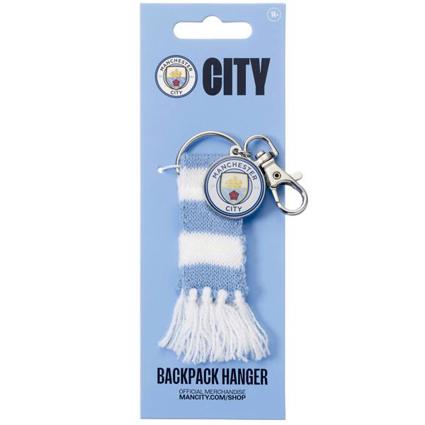 The Carat Shop Manchester City Football Club Blue Scarf and Logo Charm Backpack Hanger