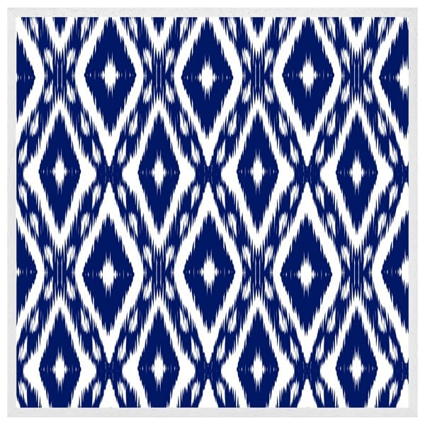 Benjamin Tate Design Tribal art ikat ogee in traditional classic blue (Picutre Frame)