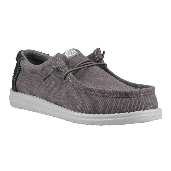 HEYDUDE Wally Workwear Polyester Blend Men's Granite Grey/Black Moccasins Shoes