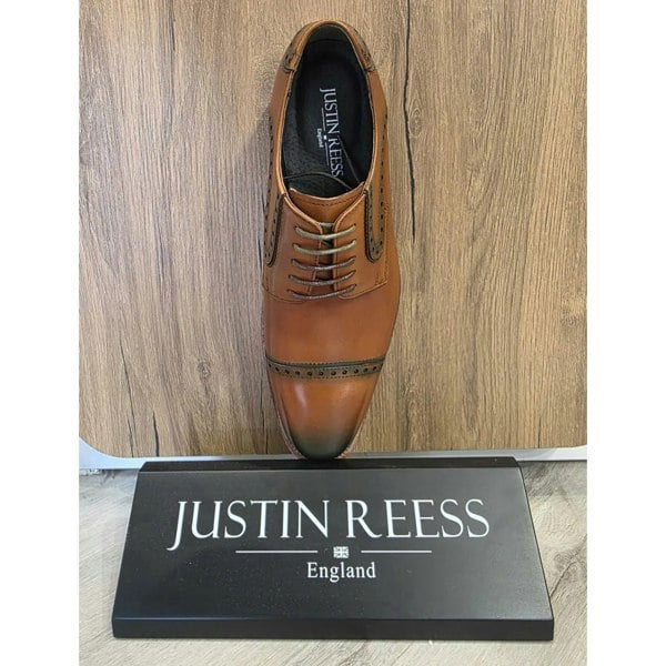 Justin Reess Jenson - Men's Brown Leather Lace Up Oxford Shoes