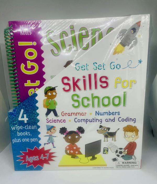 Get Set Go Skills for School 4 Wipe Clean Books Set Plus one Pen (Ages 4-7) (Computing and coding, Know your Numbers, Know Your Grammar & Science)