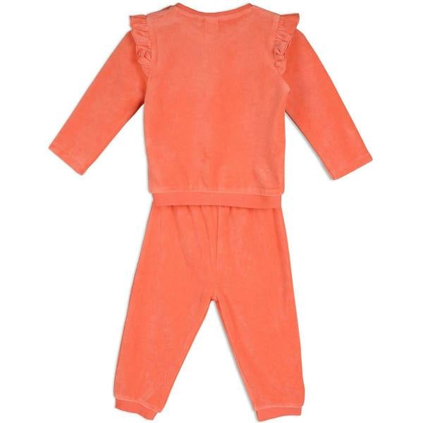 Baby Girls Floral Embroidered 2pc Set, Peach - Minicuddles