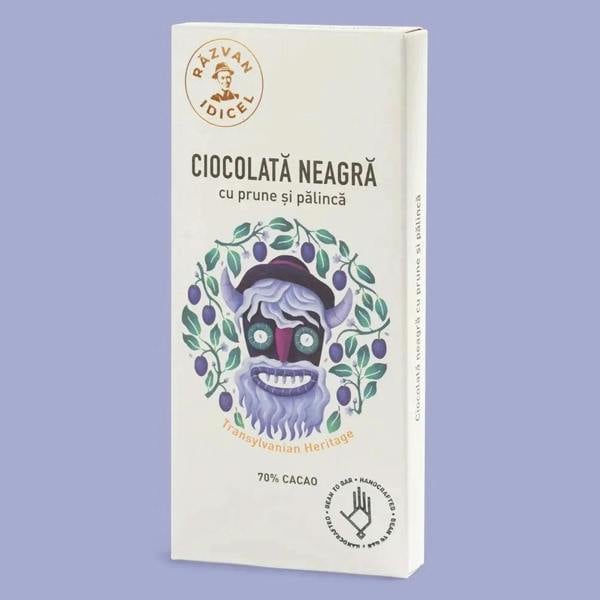 Razvan Idicel Artisanal Dark Chocolate with plums and palinca 70% cocoa 80g