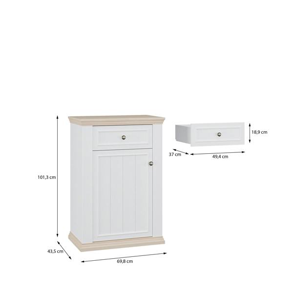 Furniture To Go Pontypool Shoe Cabinet with Drawer in White and a Riva Oak