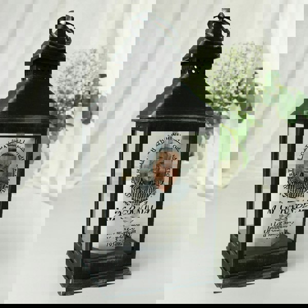 Personalised Memento Company Personalised Light In Our Hearts Photo Upload Black Lantern