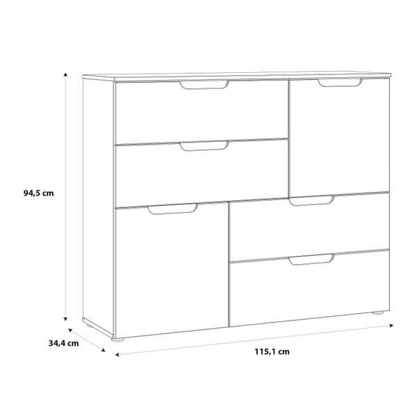 Wyld Haus Leipzig White Gloss Chest of 4 Drawers 2 Doors