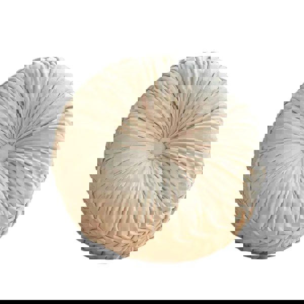 ANYHOUZ Round Pleated Velvet Pillow Soft Cushion Fill