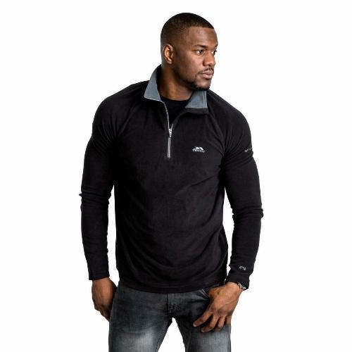 Mens Trespass Blackford Microfleece Pull Over Zip Fleece Top