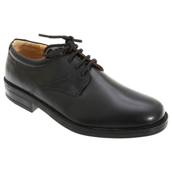 Roamers Mens Flexi Plain Leather Gibson Shoes - Black