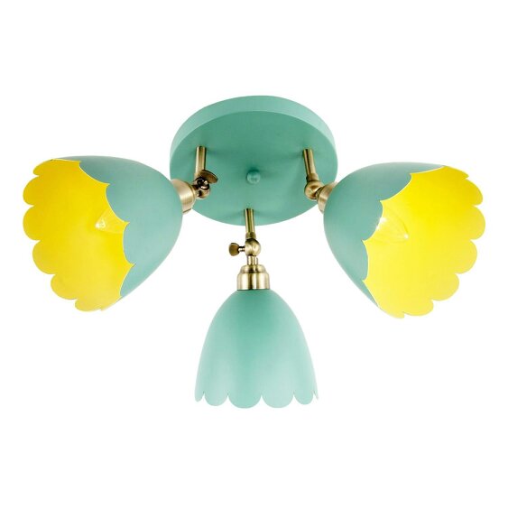 Happy Homewares Modern Pale Sage Green Ceiling Spotlight Fitting with Scalloped Shades