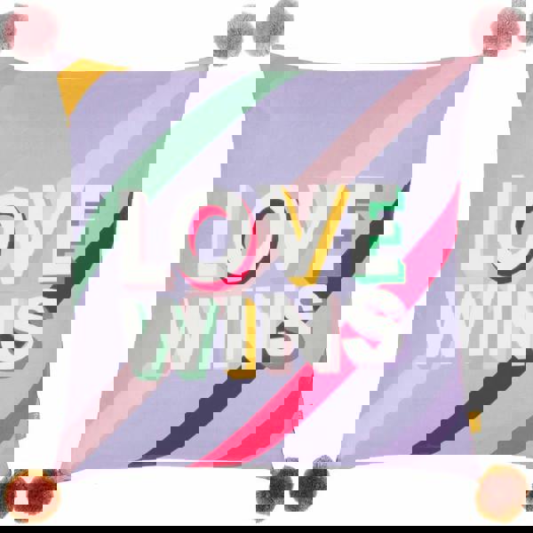 Furn Love Wins Pom Pom Cushion Cover - Lilac