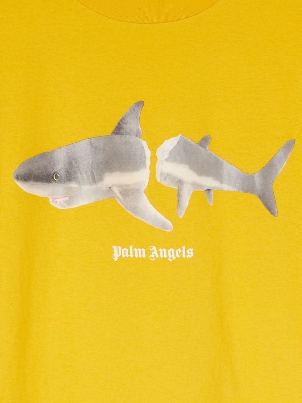 Palm Angels Classic Shark Design T-Shirt - Yellow