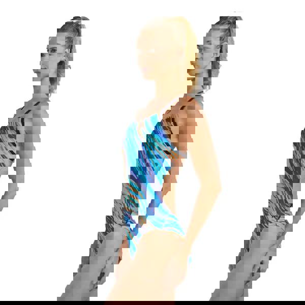 Teal orange Riptidal Durafast Elite cutout swimsuit with abstract print