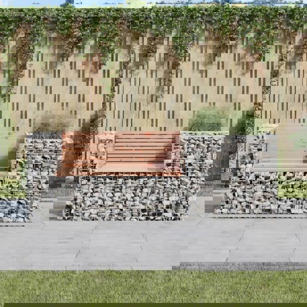 Berkfield Garden Bench with Gabion Basket Solid Wood Douglas