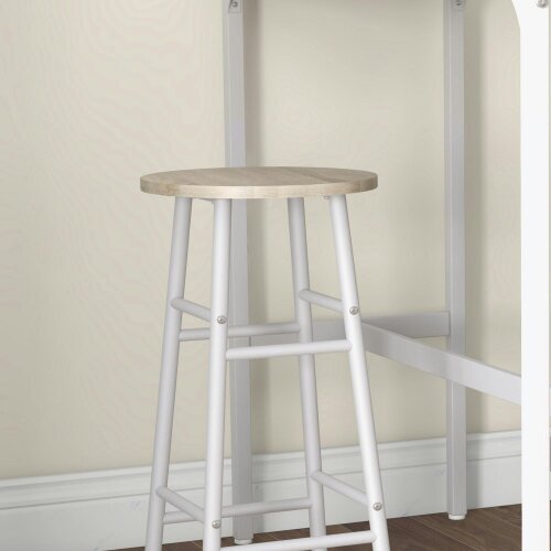 Wyld Haus Faro Wooden Oak 3 Piece Industrial Bar Table And Stool Set