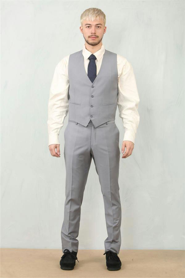 Infinity Leather Men's Grey 3 Piece Formal Classic Prom Suit Workwear
