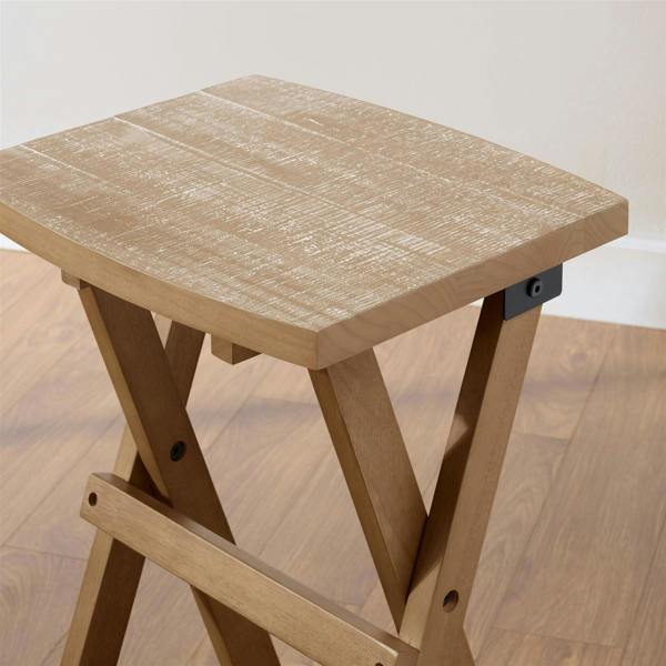 Statement Furniture Set of 2 Shire Oak Folding Stools, 64cm Tall Bar Stools