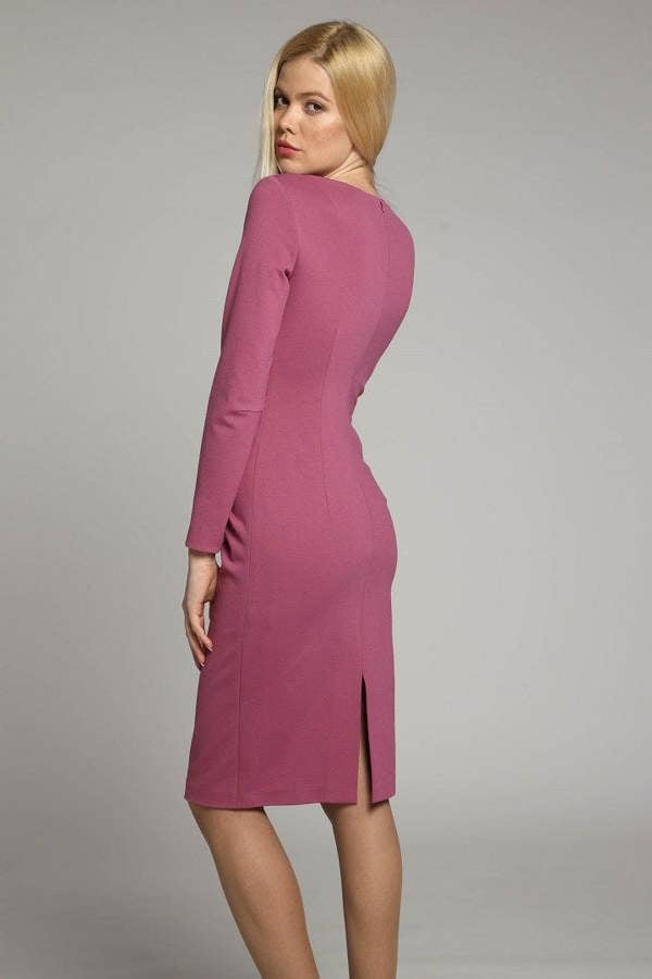 Rumour London Rebecca soft jersey dress with waistline drapes in dusky pink