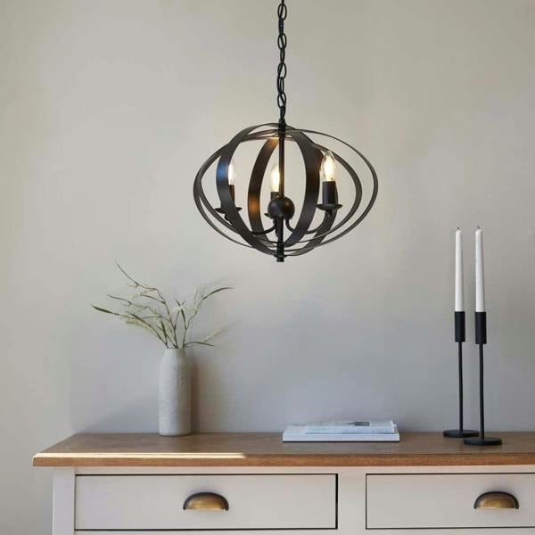 Pagazzi Lighting Midnight 3 Light Matte Black Pendant Ceiling Light