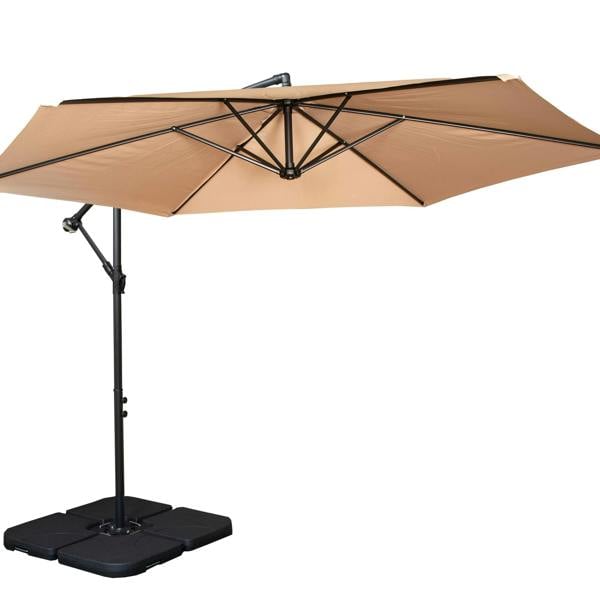 Samuel Alexander 3m Cantilever Banana Garden Parasol in Beige with Crank Handle and Parasol Base Weights Included