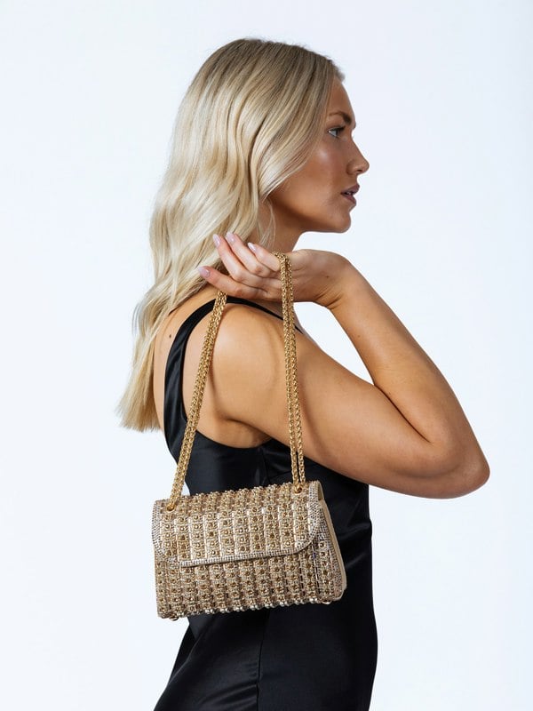 SVNX Gold Embellished Shoulder Bag