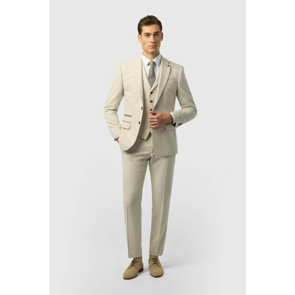 Antique Rogue Slim Fit Baxter Ecru Herringbone Tweed Jacket