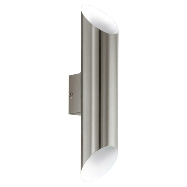 EGLO Agolada 2-Light Stainless Steel And White Exterior Wall Light