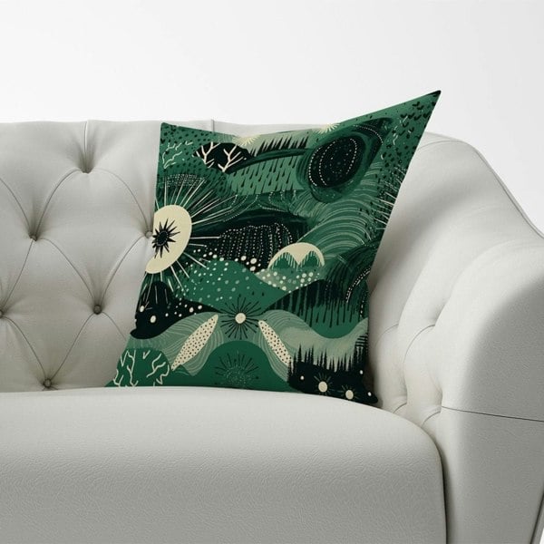 Warren Reed Abstract Green Moon Cushions