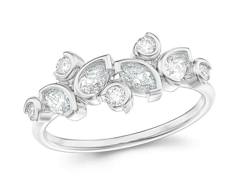 Sarah Layton Mixed Stone Ring, 0.48ct Laboratory Grown Diamonds - 9ct White Gold - A16.00040.9WLCL