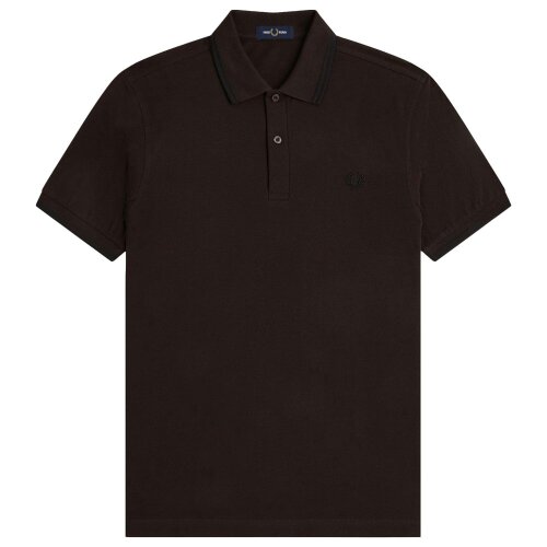 Fred Perry Twin Tipped Fred Perry Polo Shirt - Rich Brown/Black