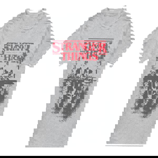 Stranger Things Mens Forest Silhouette Logo T-Shirt - Sport Heather