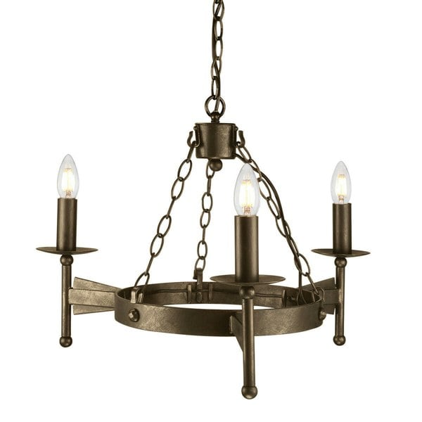 3 Bulb Chandelier Hanging Pendant LIght Old Bronze LED E14 60W Bulb Loops