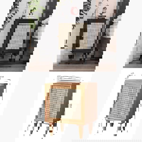 Tableau Rattan Bedside Table, Solid Wood-Weilai Concept-Weilai Concept