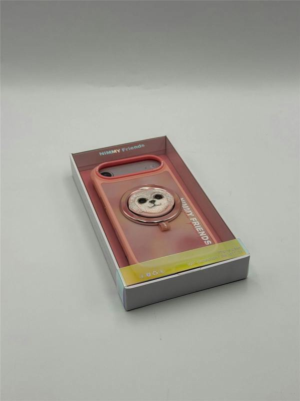 Nimmy Friends Nimmy Big Eye Cute Pet Bischon Fraise Dog Face Case with Detachable MagSafe Grip for iPhone 17 Air 6.5" Pink