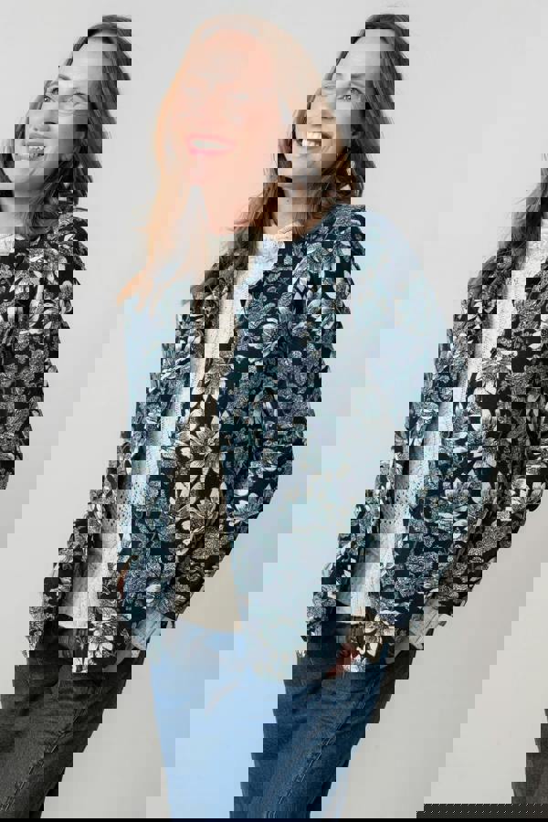 Ash Cotton Cord Printed Jacket Navy | Lily and Me Clothing