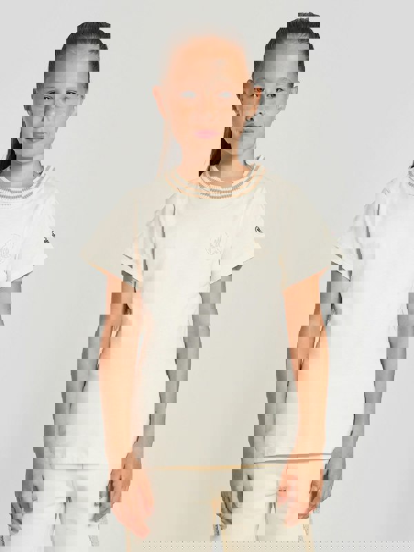 Moncler Enfant Girls Logo T-Shirt in Ivory