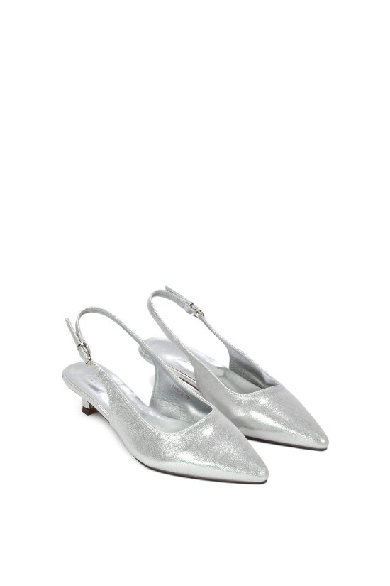 XY LONDON Slingback Kitten Heel Court Shoes With Pointed Toe